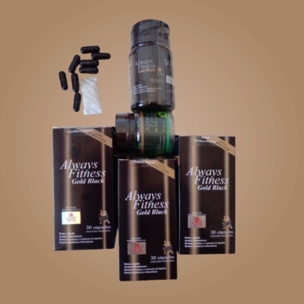 Kit tratamento completo para 3 meses contendo 3 suplemento Always fitness black e um suplemento natural detox